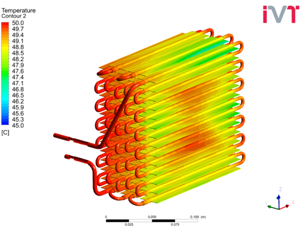 Temperaturverteilung an der Oberfläche eines Kondensators